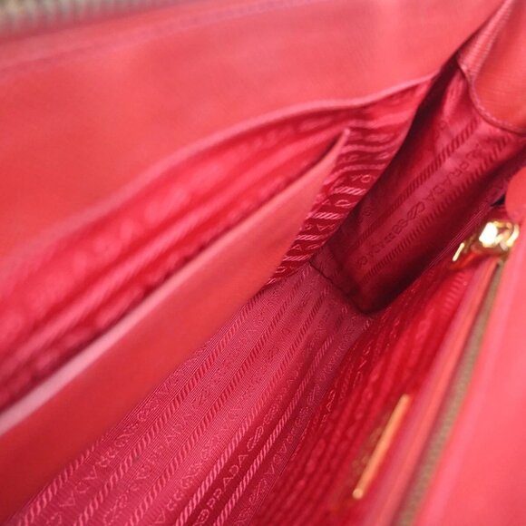 PRADA Logo Saffiano 2Way Shoulder Hand Bag Leather Red GHW - Picture 14 of 16